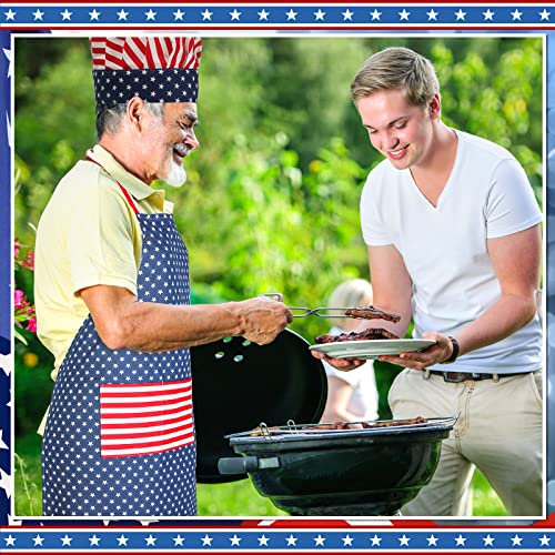 Satinior 4Th Of July Usa Flag Kitchen Chef Hat Adjustable Apron Independence Day Apron Patriotic Aprons Gifts For Men Women (Basic Style) #TOP5