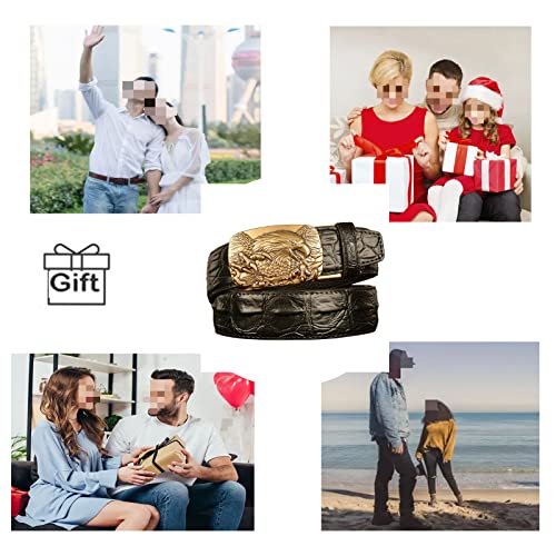 Belt Men,Mens Eagle Gold Buckle Beltautomatic Ratchet Buckle Black for Jeans Belt,Black b,120CM/47.3''4