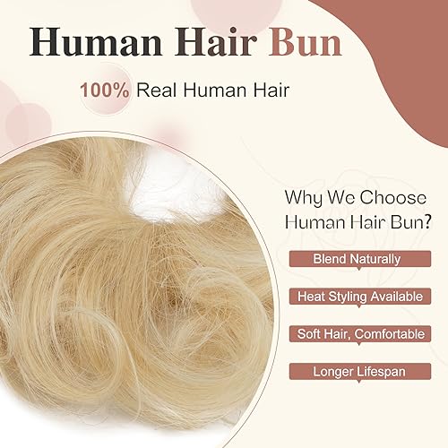 Elailite Hair Buns Scrunchy Updo HairPiece Hair Extensions Donut Chignons, 100% Real Remy Human VOLUMINOUS Curly Wavy Messy - Image 3