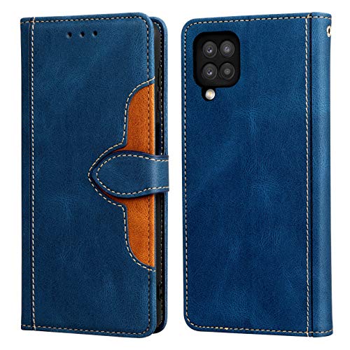 Hohosb Funda Samsung Galaxy A12,Funda Piel para Galaxy A12 Premium Flip Billetera Funda de Cuero[3 Ranuras para Tarjetas][Función de Soporte][Cierre magnético] Samsung Galaxy A12,6,5-Azul Cover