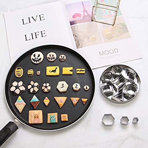 Surgehai Geometric Shape Cutters Mini Cutters Including Hexagon, Square, Circle, Oval, Diamond Molds For Fondant, Clay–Stainless Steel, 24 Pcs Set #TOP4