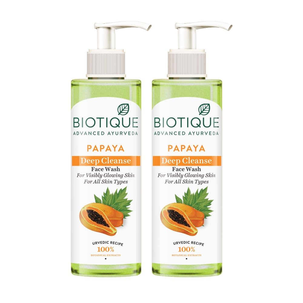 Biotique Papaya Deep Cleanse Face Wash | Gentle Exfoliation | Visibly Glowing Skin | 100% Botanical Extracts| Suitable f