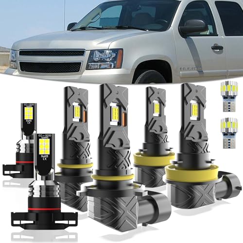 Image of Light Bulbs Fit For Chevy Avalanche 2007-2013,Hi Beam Lo Beam fog light,T10 License Plate Light,High Performance lights Bulb Combo,8-Pack