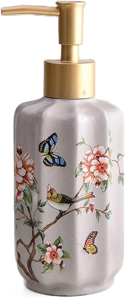 Kitchen Soap Dispenser Soap Pumps Pastoral Style Bathroom Soap Dispenser Ceramic Shower Gel Dispenser Bottle Shampoo 350ml Lotion Bottle Household Sub-bottling Large Capacity Soap Dispenser for Bathro
