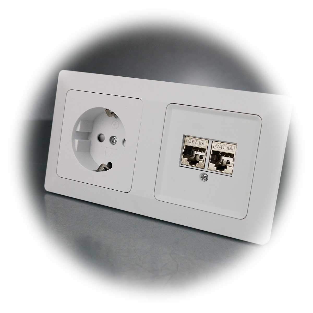 MILOS Doppia Presa Elettrica Con Cornice Bianco Opaco - Da Incasso, 16A, 230V, Con Protezione Plug-In