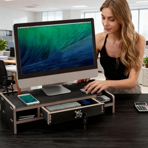 Support de bureau multifonction en bois avec tiroir de rangement - 7