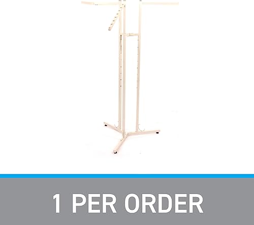 Miniatura 7 de SSWBasics Estante de exhibición de ropa ajustable de 3 vías, elegante y resistente, soporte de ropa de marfil para boutiques y tiendas de segunda