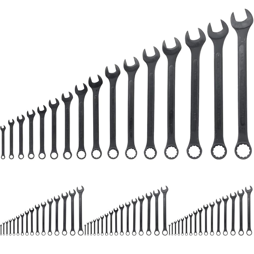 NEIKO 03574A Jumbo Combination Wrench Set | 16 Piece | SAE | 1/4” to 1-1/4” | Raised Panel Construction (Pack of 4)