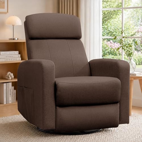 Image of Korser Power Swivel Recliner Chairs for Adults, Electric Glider Rocking Chair Nursery, Glider Recliner Nursery Chair with Classified Side Pocket, Nursery Rocking Chairs with USB and Type-C Ports