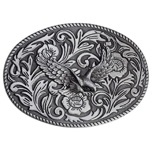 Longcreek Silver Vintage Western Filigree Eagle Belt Buckle, 10 7cm, Fits Belts Up to 1.5 Inches, Punk Rock Style, Perfect for Weddings and Social Occasions