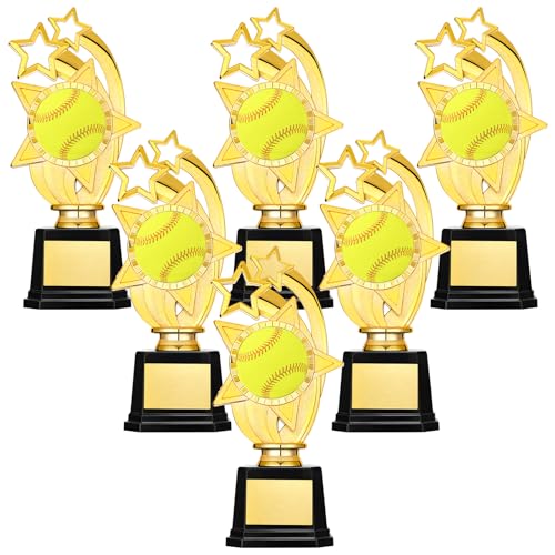 Kenning 6 Pcs Softball Trophy Award 7.87 Inch Gold Trophy Cup Sports Award Medals Bulk Tall Softball Contest Trophies Team Reward Prize Gift for Competition Sports Tournament Ceremony Party