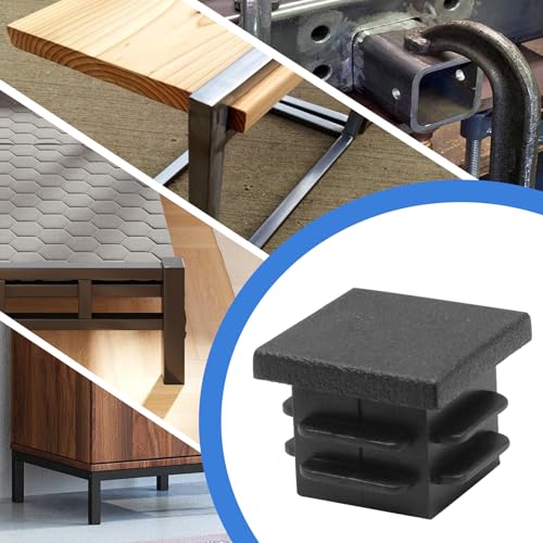 Image of Litoexpe 32 Pack 3 /4 Inch Square Plastic Plug, Black Tubing End Caps Plugs Insert End Caps for Square Tube and Furniture Legs
