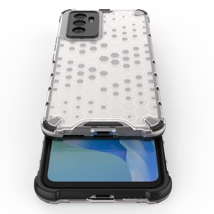 Image of Camera Protection Polycarbonate Hard Back Cover for iQOO 9 SE 5G (Bumper Frame|Honeycomb Pattern|Transparent)
