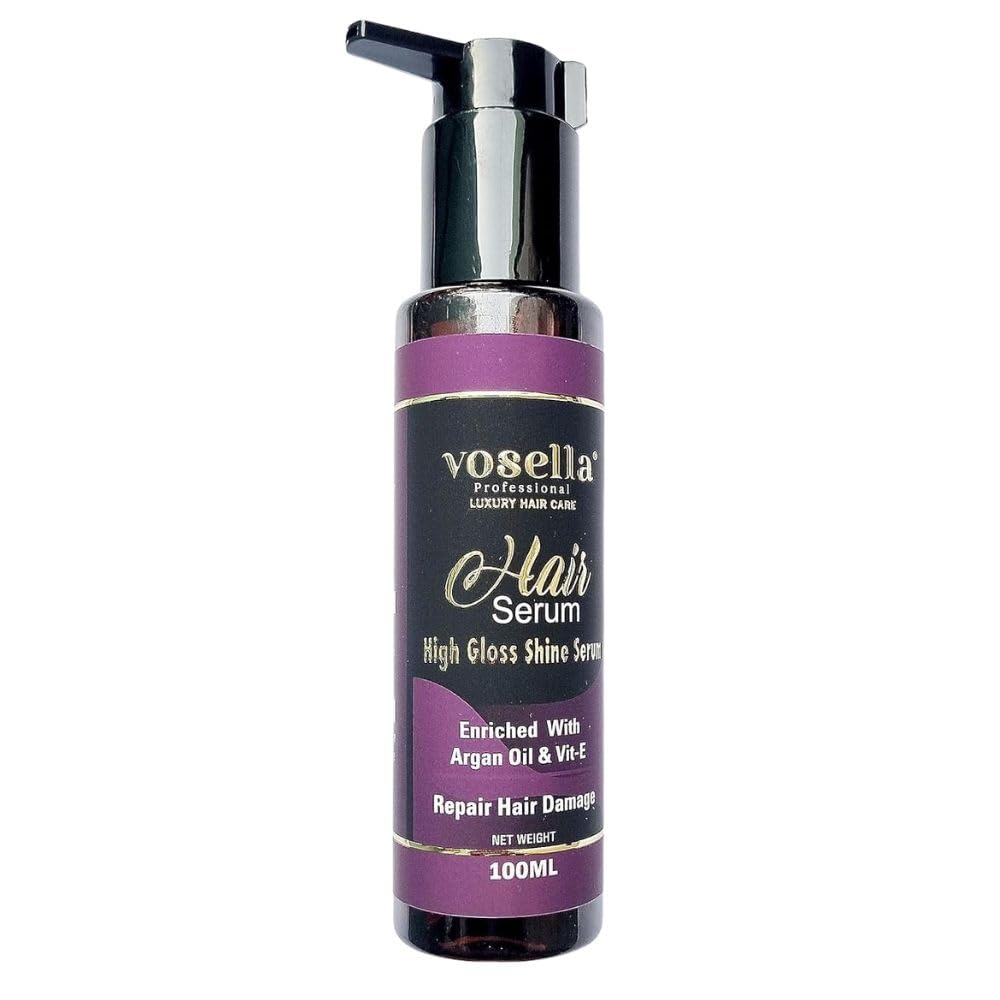 Vosella Professional Hair Lotion | High Gloss Shine Serum | Enhanced with Argan Oil & Vitamin E | Repairs Hair Damage | Blue Serum (100ml)-image-5