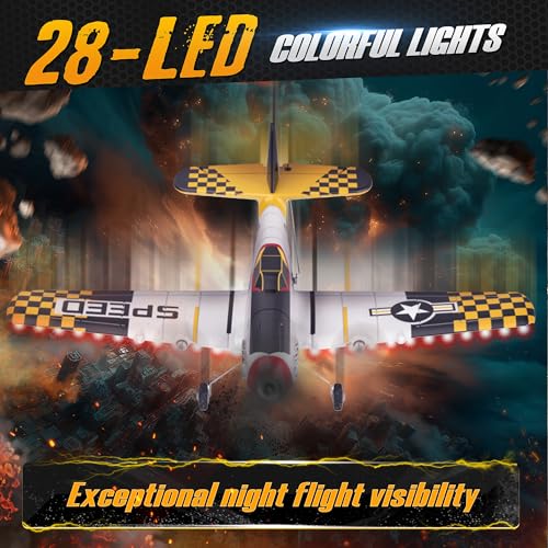 BEZGAR RC Plane, Drones for Kids, 6-axis Gyro Remote Control Airplane, RC Helicopter, Easy Control for Beginners Toys with Colorful LED Navigation Lights Yellow - Image 3