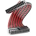 Produktbild deleyCON 24-Pin ATX Netzteil Kabel Verlängerung 30cm - 18 AWG PSU Mainboard PC Computer Netzteil Nylon Stromkabel Stromversorgung Stecker auf Buchse - Schwarz Rot