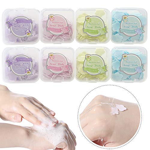 12 Packs Portable Travel Soap Paper Sheets, Mini Disposable Soap Sheets Hand Washing Bath Scented Paper Soap and Slide Foaming Paper Soap Bathing Soap Flakes for Outdoor Camping