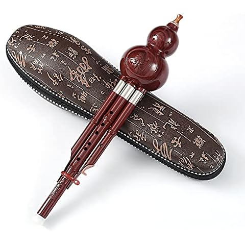 Bamboo Hulusi Chinese Handmade Hulusi Black Gourd Cucurbit Flute Ethnic Musical Instrument Key Of C With Case For Beginner Music Lovers Cover