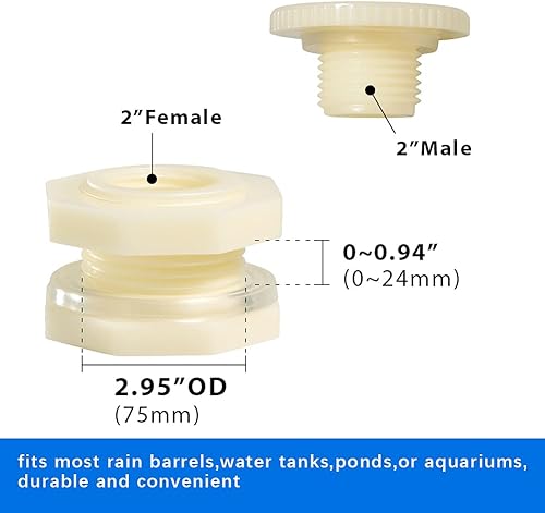 Vista 19 de Quickun Adaptador de conector de tanque de agua de mamparo ABS de 1 pulgada con enchufes a granel de montaje de tubería (juego de 4)