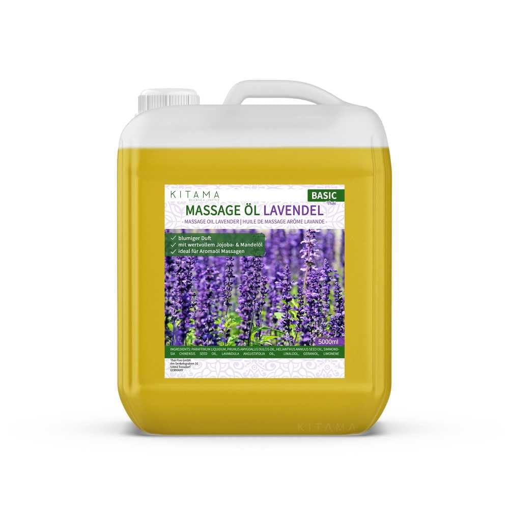 Kitama Aromatyczny olejek do masażu I pielęgnujący olejek do ciała przeciwko napięciom I olejek aromatyczny do masażu, masażu tajskiego i spa 5000ml