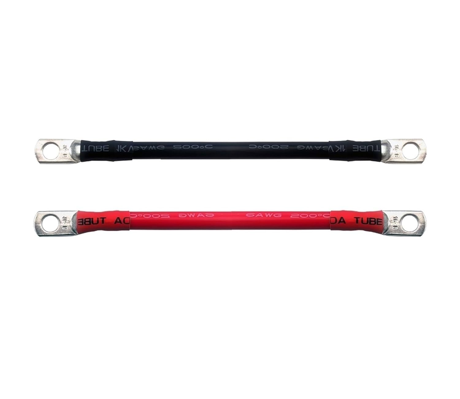 Soft Car Battery Cable Silicone Wire with Lug M6 M8 M10 Ring Terminal Cable Black Red 1 2 4 5 6 7 8 9 10 AWG Electrical Wiring(M6-M6_1M_1 AWG)
