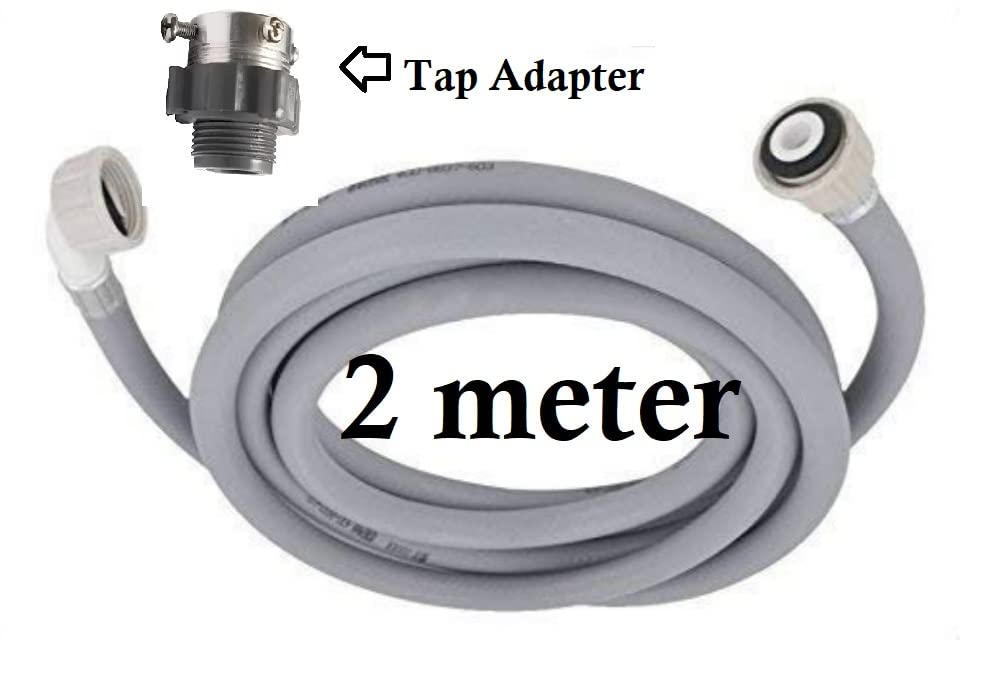 Image of Sanavya Inlet Hose Pipe Compatible for ALL Brand Front Loading Washing Machines (2 Meter Pipe with Adapter)
