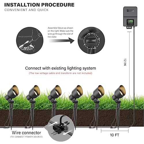 Venus Manufacturing 6 Pack Low Voltage Landscape Spotlight 20W Halogen Outdoor Landscape Lighting Kits 145 Lumen Black Waterproof Flood Lights 12V 2800K Warm White Metal Tree Lights For Garden & Yard #TOP2