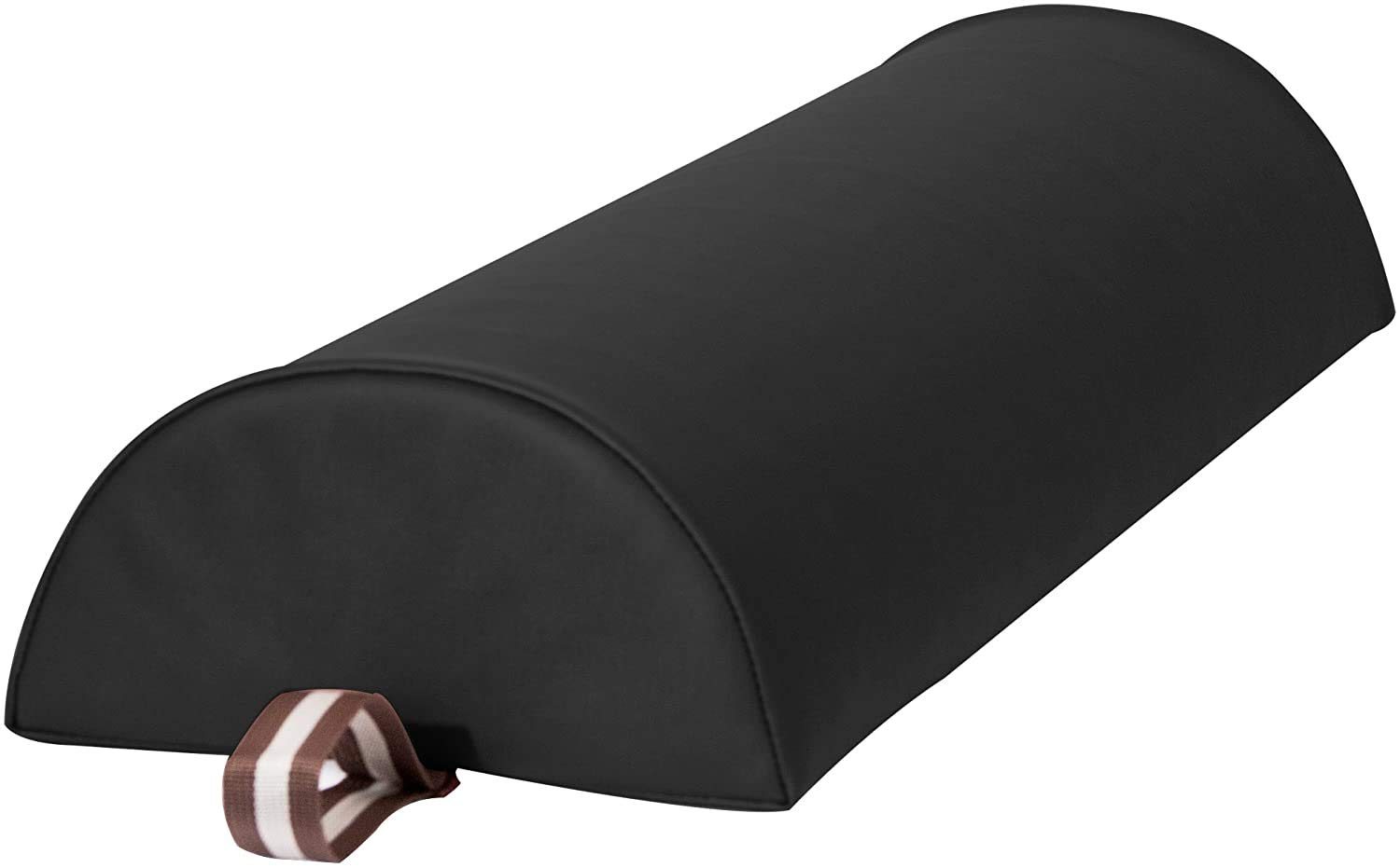 Master Massage 6 inch Semi Round Bolster, Massage Table Half Cushion Pillow,Bed, Chair seat Supports, Back/Head/Leg/Knee Pain Relief,Rest Under Desk,with Memory Foam,Strap,100% Pu Leather (Black)