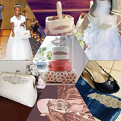 2 Pcs Bridal Wedding Applique Silver Crystals Rhinestones Beaded For Women Gown Evening Prom Clothes,2Pcs #TOP5