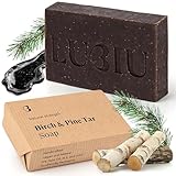 lubiu Savon de Goudron Bouleau et Pin 100g - Artisanal Savon Solide Corps...
