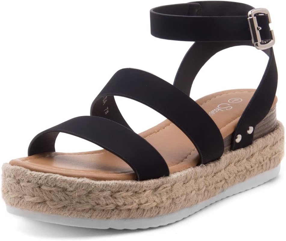 Shoe Land Womens Platform Sandals - Open Toe Buckle Strap
