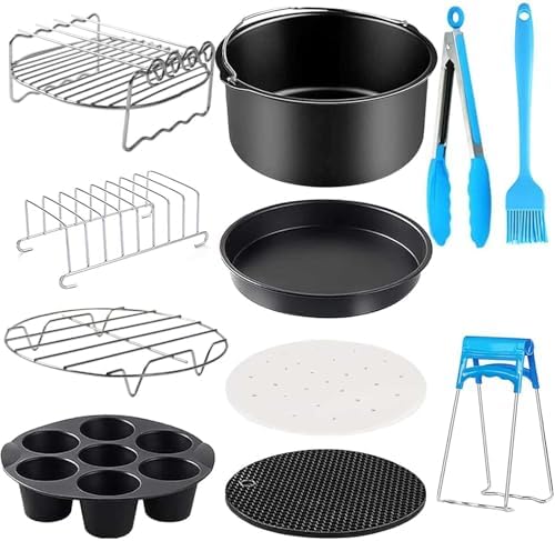 GEEKHOM Airfryer Zubehör Set 8-tlg - Für COSORI, Tefal, Ninja Heißluftfritteusen
