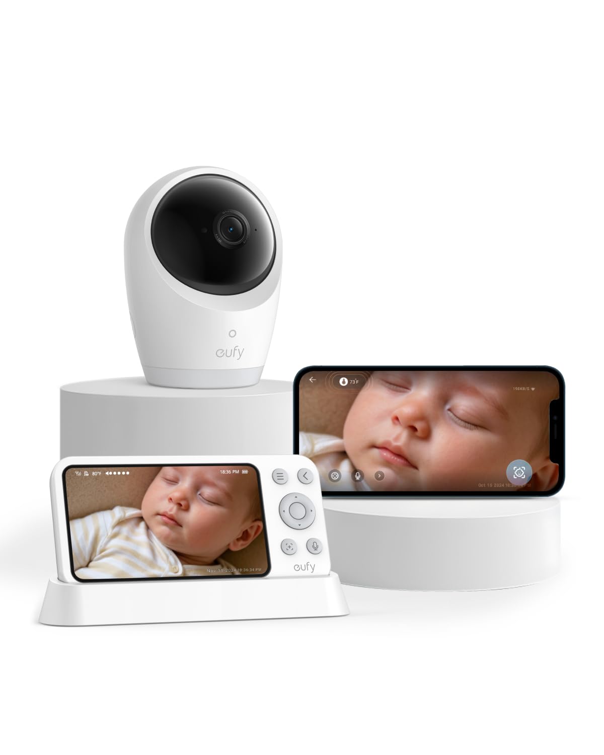 eufy Security Baby Monitor E21 with 4K UHD Camera, 5'' 720p Display, 8X Zoom, Hybrid Wi-Fi and No Wi-Fi Connection, 24/7 Recording in app, Pan-Tilt, Portable Camera with Built-in Battery, ANReufy Security Baby Monitor E21 with 4K UHD Camera,…