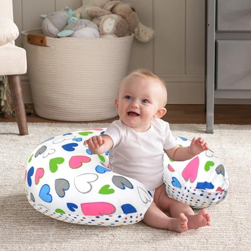 Image of VParents Multipurpose Baby Feeding Nursing Cum Maternity Pillow for New Born Cotton, Recommended for Maternity, Nursing, Medical Daisy (Blue) 110250