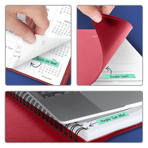 Image of AT-A-GLANCE 2027 Planner, Monthly, 15-Month Jan-Mar, 9 inch x 11 inch, Unruled Daily Blocks, Red (702501327)