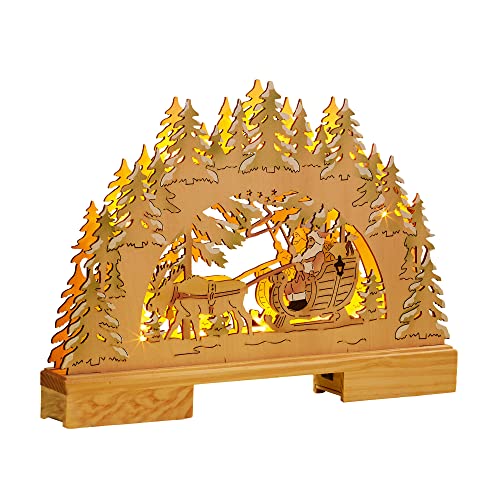 Hellum Schwibbogen Weihnachten, 35x26cm, LED Lichterbogen Weihnachten batteriebetrieben, Schwibbogen mit 10 gelben LED, Fensterbeleuchtung für Innen, 572223 Hellum Schwibbogen Weihnachten, 35x26cm, LED Lichterbogen Weihnachten batteriebetrieben, Schwibbogen mit 10 gelben LED, Fensterbeleuchtung für Innen, 572223