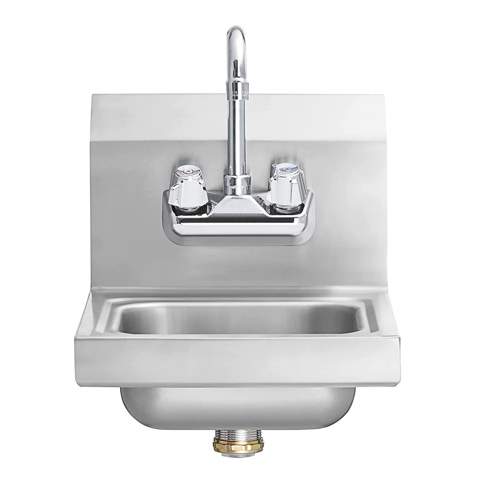 AmGood Lavandino a parete in acciaio inossidabile 12 "x 12" | Lavabo a mano commerciale NSF con rubinetto per ristorante, cucina e casa | Dimensioni ciotola: 8 "x 10"