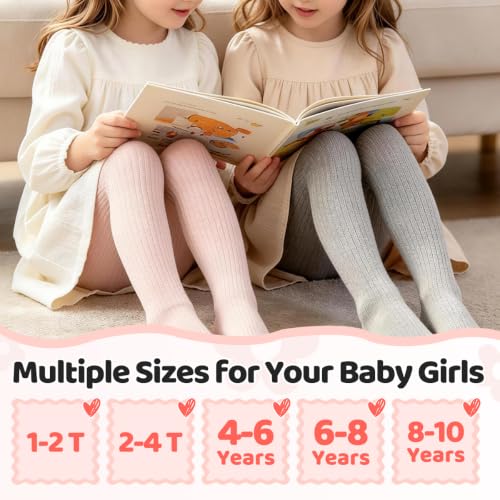 Image of vanberfia Baby Girls Tights Cable Knit Leggings Stockings Cotton 3 Pack Pantyhose Infants Toddlers 2-8T