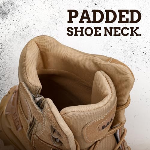 ANGRYRAM Men's Tactical Military Work Boots 6 Inch Side Zipper Lightweight Comfortable Combat Motorcycle Boots for Men4