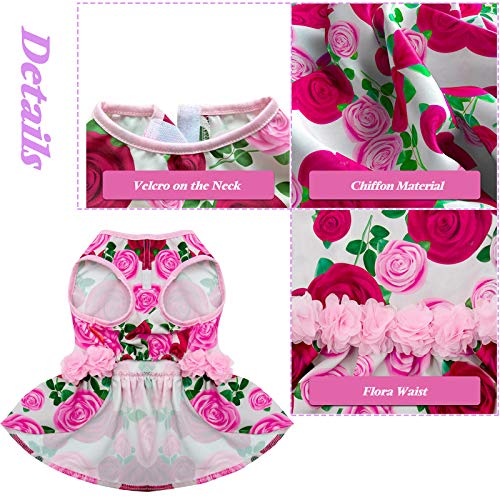 KYEESE Floral Dogs Dresses Rose with Flowers Decor Elegant Princess Doggie Dress for Small Dog Apparel Spring Summer - Image 2