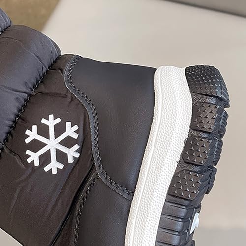 Boys Girls Snow Boots Outdoor Warm Cozy Anti-Slip Mid Calf Faux F๐r ๐ining Insulated Shoes Toddler Girls Wedge Boots3