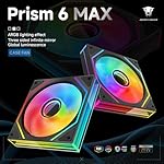 Prism 6 MAX 120mm ARGB Reverse PC Case Fan - 3-Sided Infinite Mirror & Axis Infinite Mirror Light Effect，800-1850±10% RPM 120mm PWM Case Fan for PC Case（Black） - Image 2