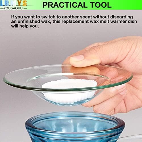 LRMYS 115mm Replacement Oil Burner Dish, Clear 4.5" Wax Melt Warmer Liner Round Glass Dish, Candle Warmer Bowl Plate Wax Tray for Scented Wax Aroma Electric Therapy Lamp Melter Wax Burner, 1 Pack