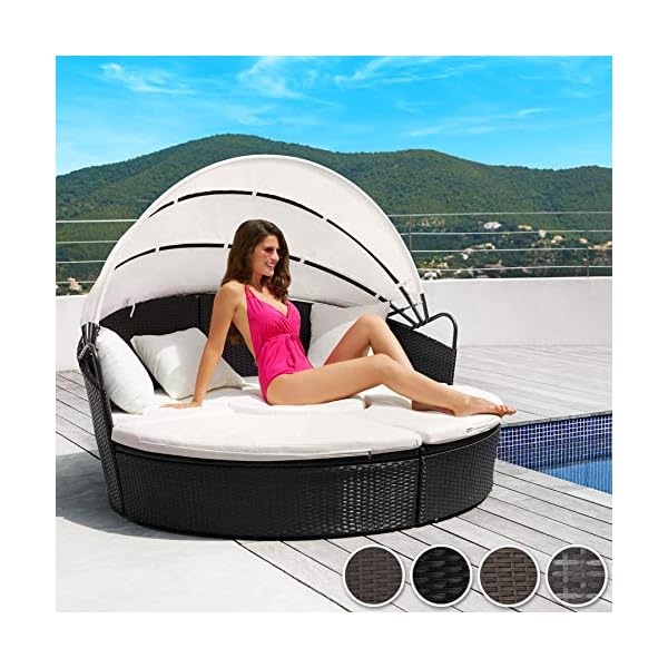 TecTake Aluminium poly rattan sun isle day bed lounger | width: 178 cm - Image 3