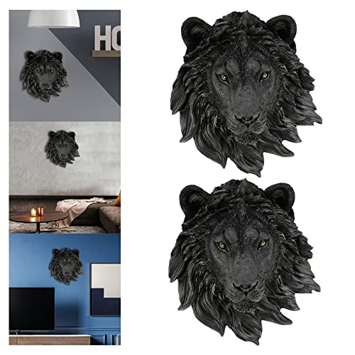 Bothyi 2X Nordic Lion Head Statue, Wall Mount Animal Sculpture Wall Sculpture For Home Decoration #TOP4