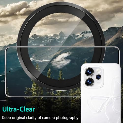 Image of Metal Ring Camera Lens Protector compatible with oppo reno 15 pro mini Scratch-Resistant /3D Anti Shock /Anti-Scratch /Camera Tempered Glass (silver black color) (PACK OF 1)