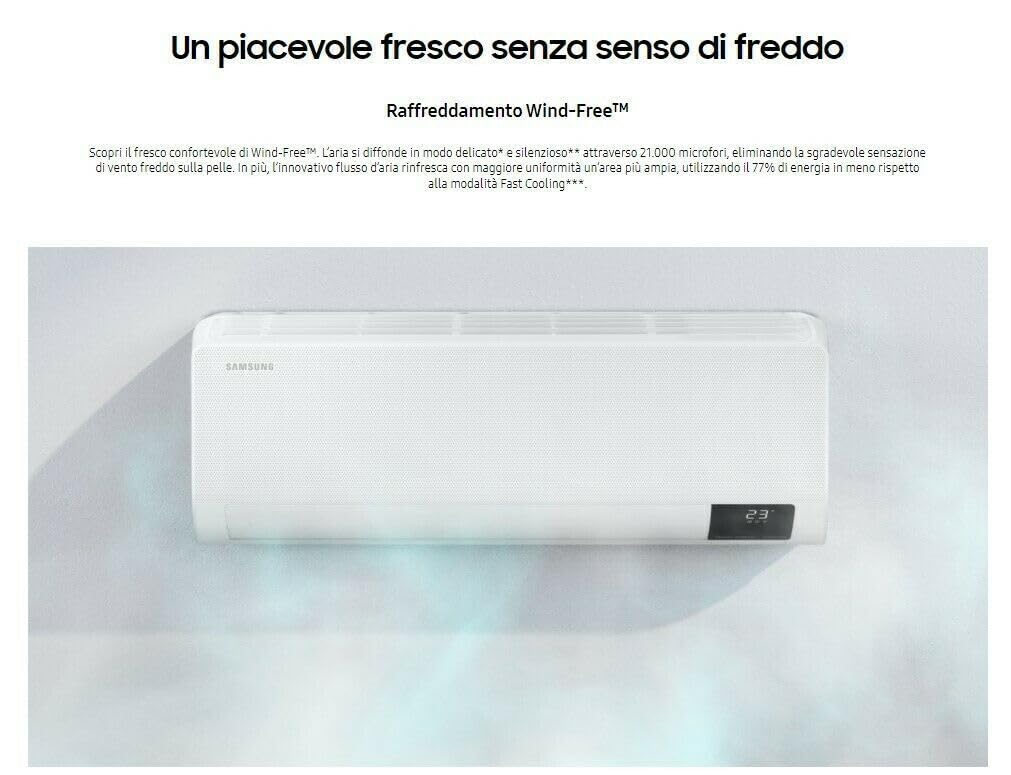 SAMSUNG WINDFREE COMFORT S2 CONDIZIONATORE AJ052TXJ3KG TRIAL SPLIT 7000+9000+12000 BTU WIFI A++