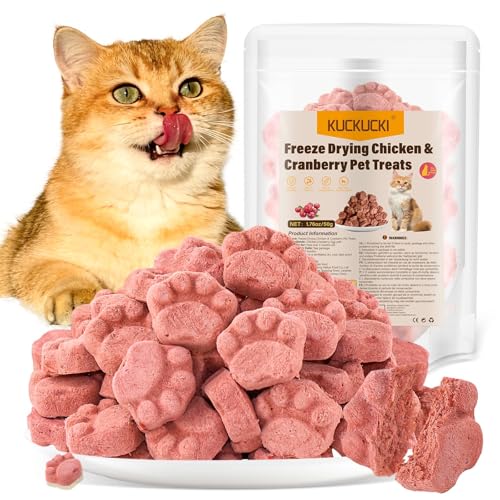 50g Gefriergetrocknete Snacks für Katzen und Hunde, Cranberry und Huhn Katzen Leckerlies, Knuspriger Katzensnack Reich an Anthocyanin