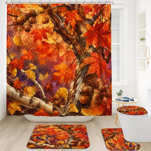 Ensemble rideau de douche rideaux polyester glands rustiques