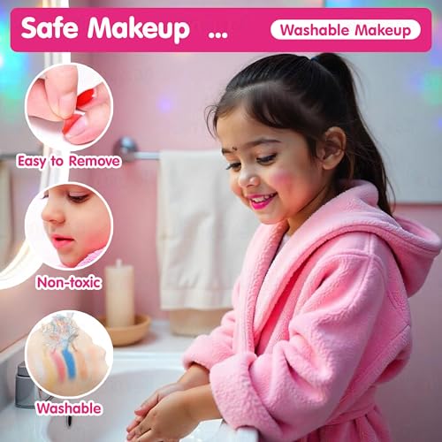 Image of Kidology Kids Makeup Kit for Girl, Unicorn Toys for Girl Real Washable Makeup Girls Princess Play Make Up Toys, Makeup Set for Age 3+ Year Old Christmas & Birthday Gift (Laptop Shape Makeup Set)